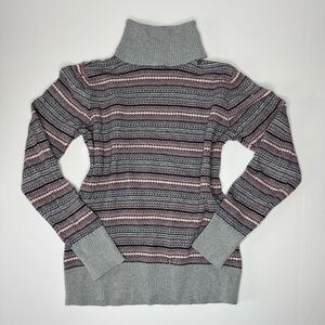 Vintage LL Bean Fair Isle Turtleneck Sweater Cotton Cashmere Womens XS
